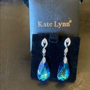 Elegant Blue and Silver Teardrop Earrings with Sparkling Accents
